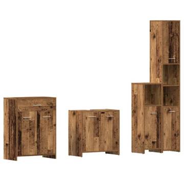 4 Piece Old Wood Bathroom Furniture Set | Durable Design