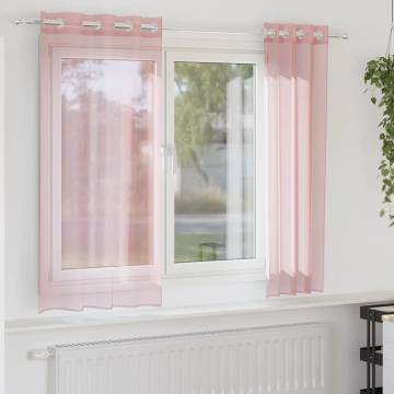 Pink Voile Curtains with Grommets – 2 pcs 140x175 cm