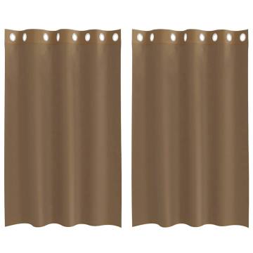 Light Brown Voile Curtains with Grommets - 2 pcs