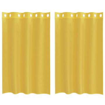 Voile Curtains with Grommets - Yellow | 2 pcs | HipoMarket