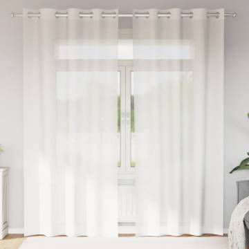 Voile Curtains with Grommets - 2 pcs White | HipoMarket