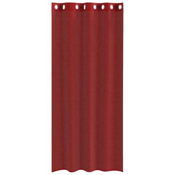 Elegant Wine Red Voile Curtains with Grommets - 2 pcs