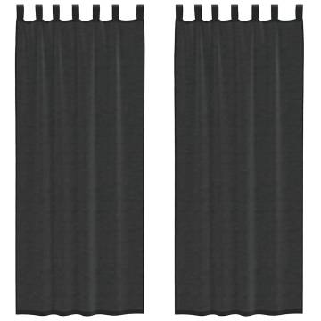 Voile Curtains with Rod Pockets - 2 pcs Black | Hipomarket