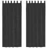 Voile Curtains with Rod Pockets - 2 pcs Black | Hipomarket