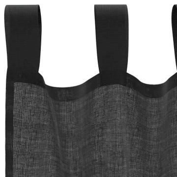 Voile Curtains with Rod Pockets - 2 pcs Black | Hipomarket