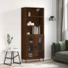 Highboard Brown Oak 69.5x34x180 cm Engineered Wood Colour brown oak Quantity in Package 1 Model 2 glass doors 