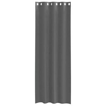 Dark Grey Voile Curtains with Grommets - 140x300 cm (2 pcs)