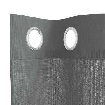 Dark Grey Voile Curtains with Grommets - 140x300 cm (2 pcs)