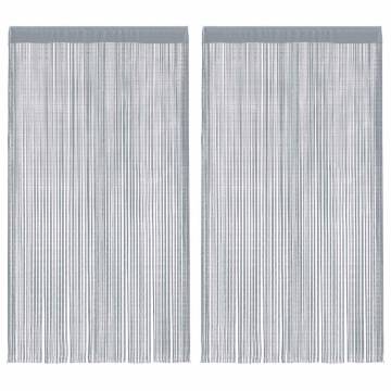 String Curtains (2 pcs, Light Grey) 100x250 cm - Hipo Market