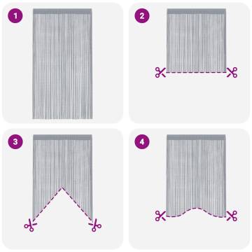 String Curtains (2 pcs, Light Grey) 100x250 cm - Hipo Market