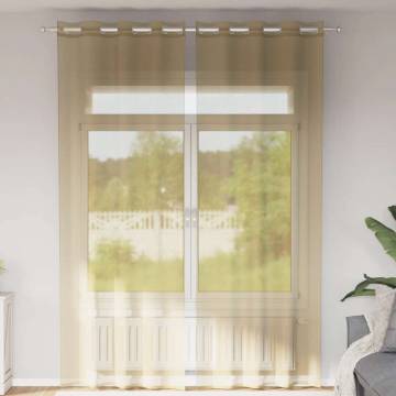 Voile Curtains with Grommets - 2 pcs Sand | Hipo Market