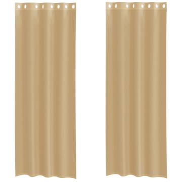 Voile Curtains with Grommets - 2 pcs Sand | Hipo Market