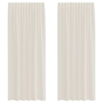 Voile Curtains with Tab Top - 2 pcs Cream | HipoMarket UK