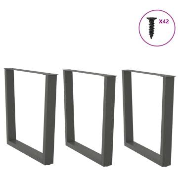 V-Shape Dining Table Legs - Anthracite Steel (3pcs) | Hipomarket