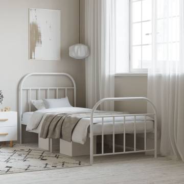 Classic White Metal Bed Frame 80x200cm - No Mattress Included