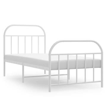 Classic White Metal Bed Frame 80x200cm - No Mattress Included