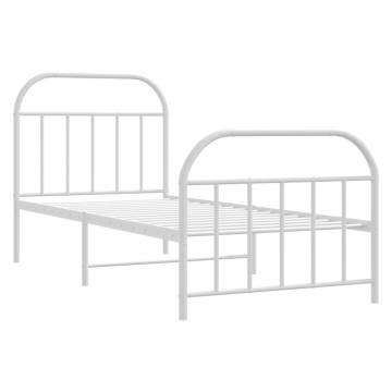 Classic White Metal Bed Frame 80x200cm - No Mattress Included