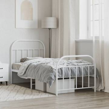 Classic White Metal Bed Frame 80x200cm - No Mattress Included