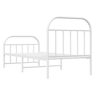 Classic White Metal Bed Frame 80x200cm - No Mattress Included