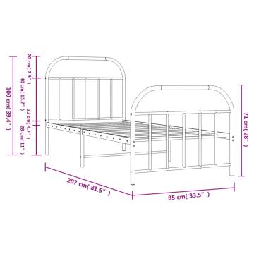 Classic White Metal Bed Frame 80x200cm - No Mattress Included