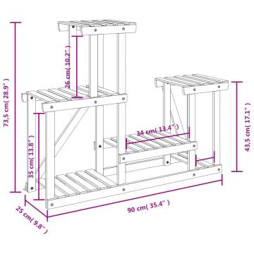 Flower Stand 90x25x73.5 cm - Solid Wood Fir | HipoMarket