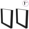 V-Shape Dining Table Legs - 2 pcs Black Steel 100x(72-73.3) cm