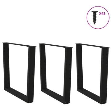 V-Shape Dining Table Legs - Set of 3 Black Steel 90x(72-73.3) cm