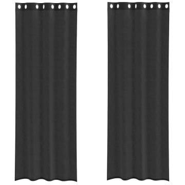 Voile Curtains with Grommets - Black 140x300 cm (2 pcs)