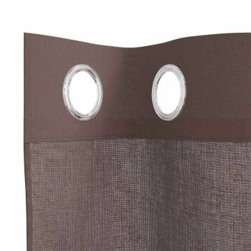 Brown Voile Curtains with Grommets - 140x175 cm | 2 pcs