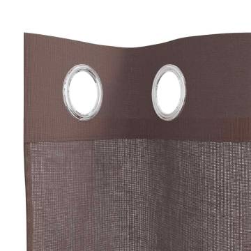 Voile Curtains with Grommets - Brown 140x300 cm (2 pcs)