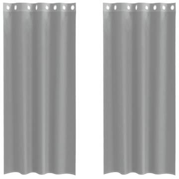 Voile Curtains with Grommets - Light Grey 140x225 cm (2 pcs)