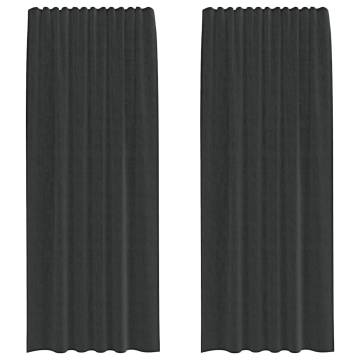 Voile Curtains with Tab Top - 2 pcs Black | HipoMarket