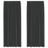 Voile Curtains with Tab Top - 2 pcs Black | HipoMarket