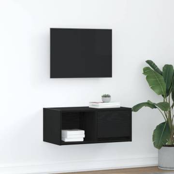 Stylish Black Oak TV Cabinet - Space-Saving Design