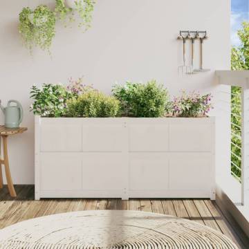 Garden Planter White 150x50x70 cm - Solid Pine Wood