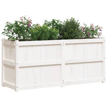 Garden Planter White 150x50x70 cm - Solid Pine Wood