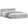  Bed Frame with Headboard and LED Concrete Grey 150x200 cm King Size Colour concrete grey Size 150 x 200 cm 