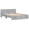 LED King Size Bed Frame with Headboard - Concrete Grey