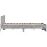 LED King Size Bed Frame with Headboard - Concrete Grey