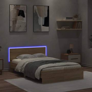 Bed Frame with Headboard & LED Sonoma Oak 140x200 cm