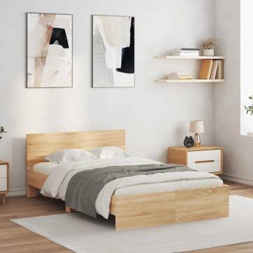 Bed Frame with Headboard & LED Sonoma Oak 140x200 cm