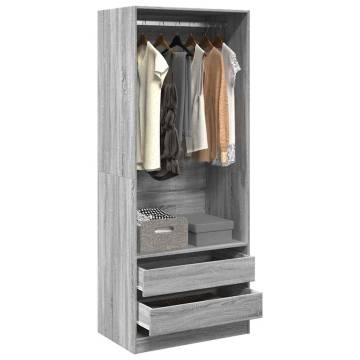 Stylish Grey Sonoma Wardrobe - 80x50x200 cm | Hipo Market