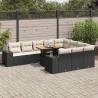  10 Piece Garden Sofa Set with Cushions Black Poly Rattan Acacia Colour black and cream (with storage) Model 6x middle + 2x corner + table Number of 1 