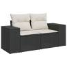 10 Piece Garden Sofa Set - Black Poly Rattan with Cushions