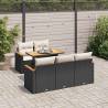  6 Piece Garden Sofa Set with Cushions Black Poly Rattan Acacia Colour black and cream Number of 1 