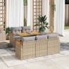  6 Piece Garden Sofa Set with Cushions Beige Poly Rattan Acacia Colour beige and grey Number of 1 