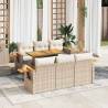  7 Piece Garden Sofa Set with Cushions Beige Poly Rattan Acacia Colour beige and cream Number of 1 