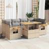  7 Piece Garden Sofa Set with Cushions Beige Poly Rattan Acacia Colour beige and grey Model with storage Number of 1 