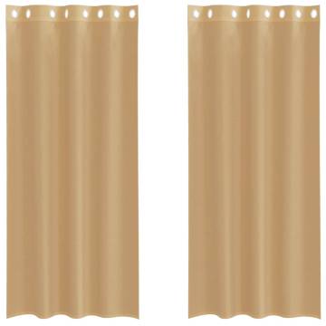 Voile Curtains with Grommets - 2 pcs in Sand | HipoMarket