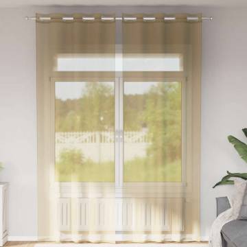 Voile Curtains with Grommets - 2 pcs Sand | HipoMarket